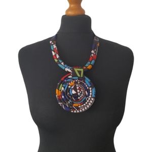 Twist Rope Necklace (Ankara Wax) with matching earrings and bracelet